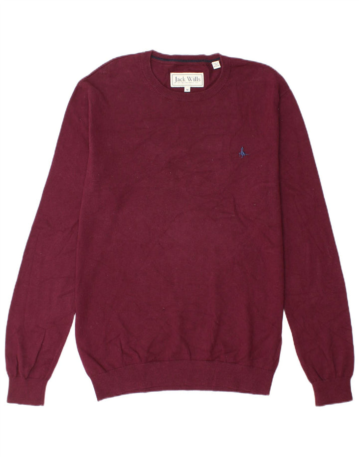 Jack Wills Ανδρικό πουλόβερ με λαιμόκοψη, μεσαίο βαμβακερό μπορντό