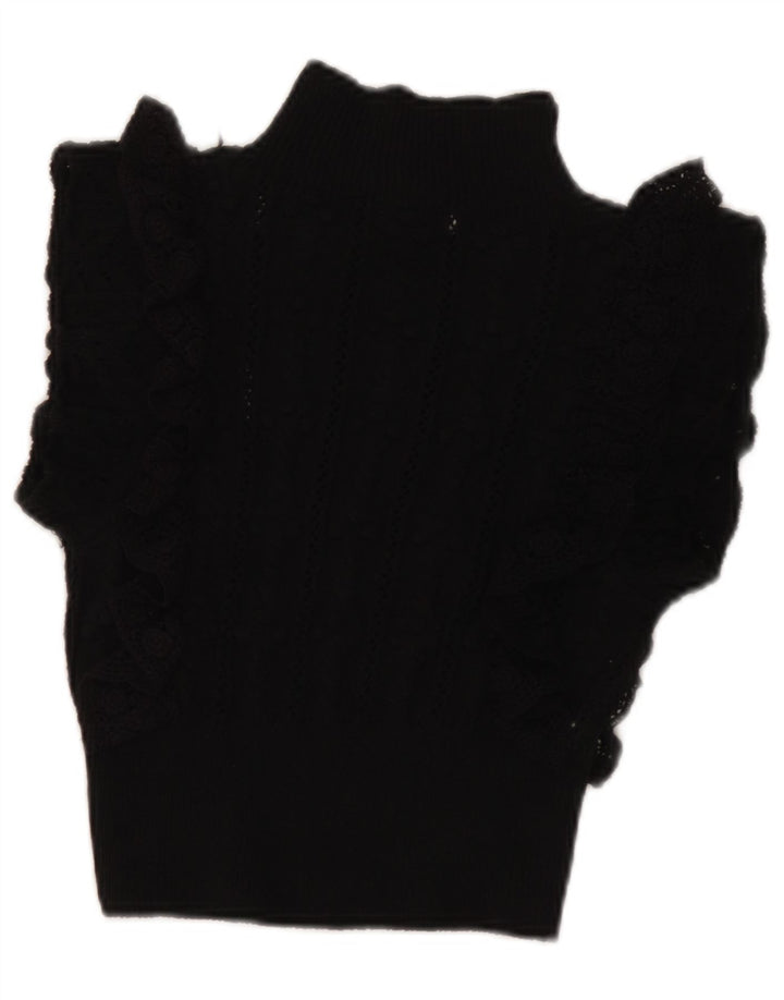 Zara Γυναικεία Μπλούζα Crop Top UK 8 Small Black Polyester