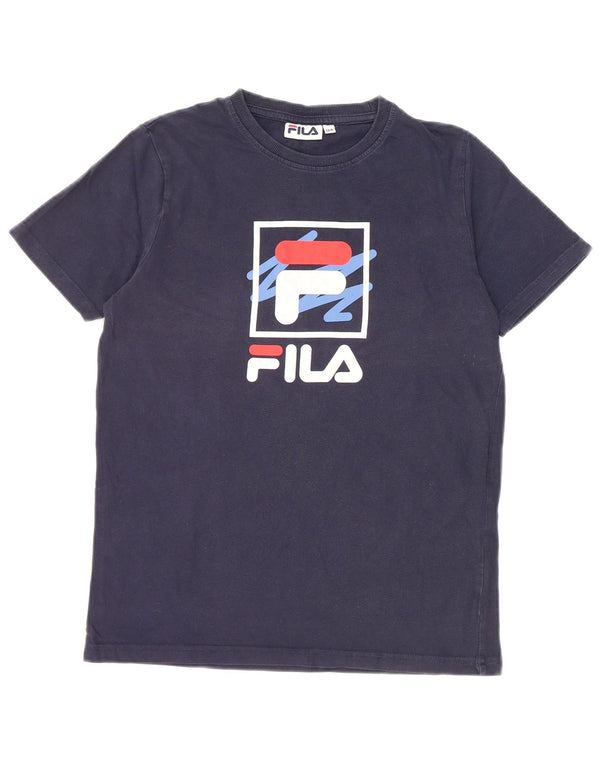 Fila Boys Graphic T-Shirt Top 11-12 Years Navy Blue Cotton