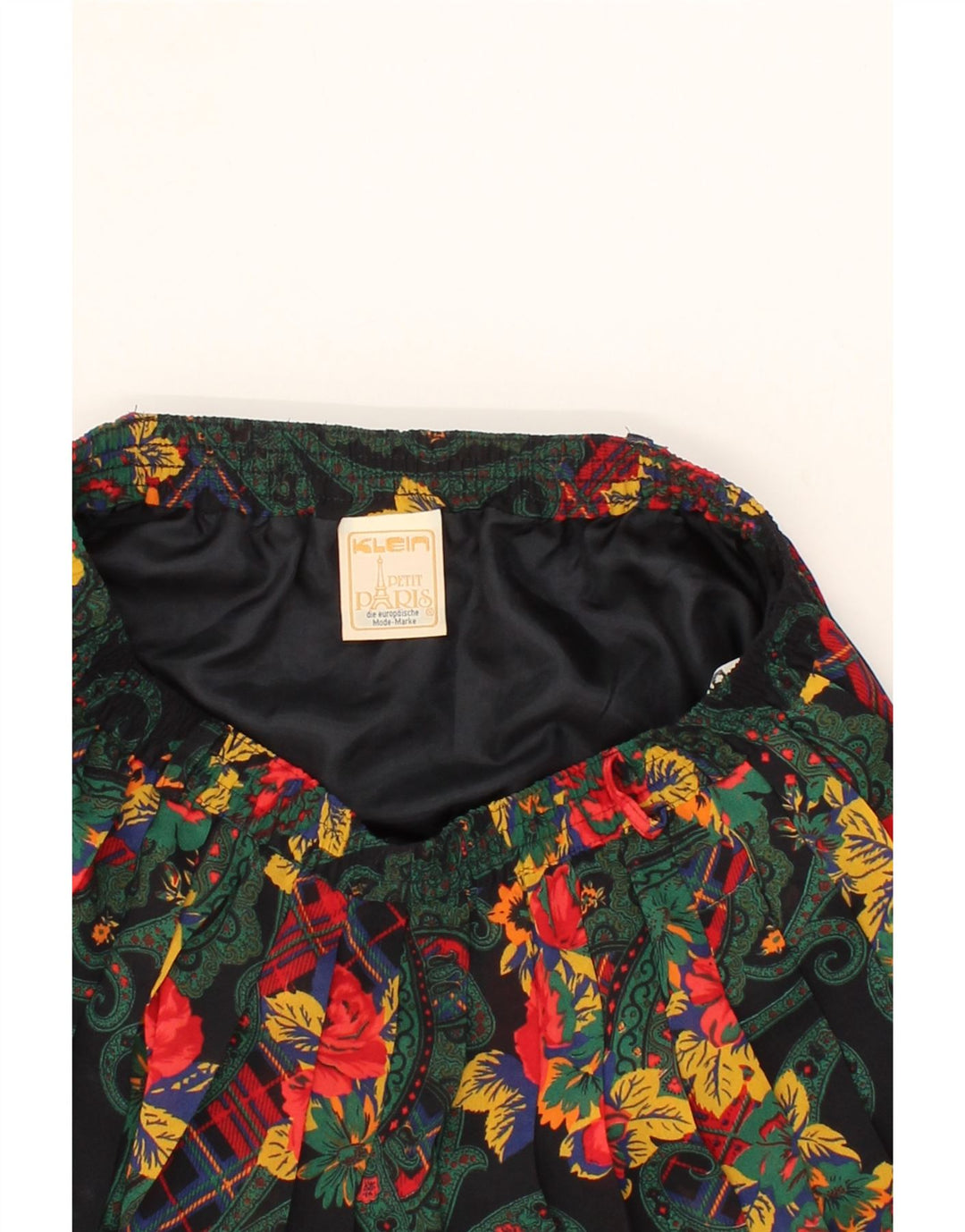 VINTAGE Womens Pleated Skirt IT 42 Medium W30  Black Floral Polyester Vintage Vintage and Second-Hand Vintage from Messina Hembry 