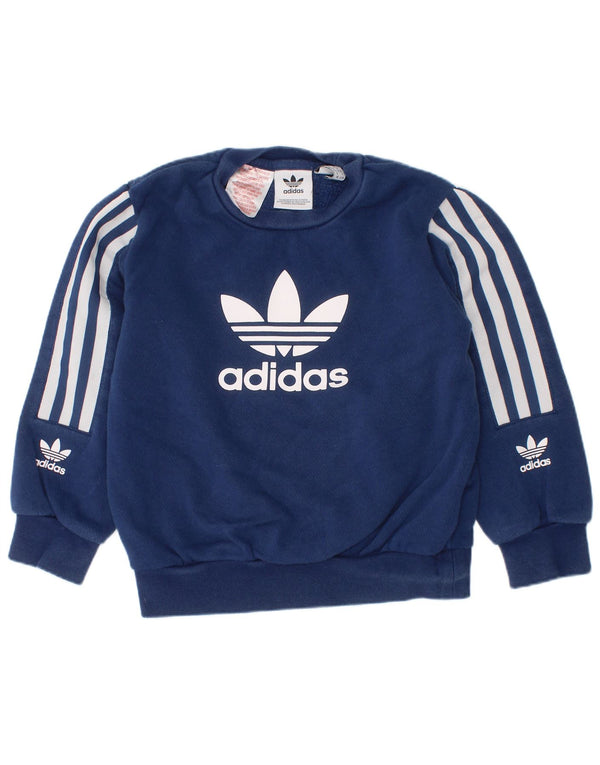 Γραφικό Φούτερ Adidas Boys Jumper 4-5 ετών Navy Blue Cotton