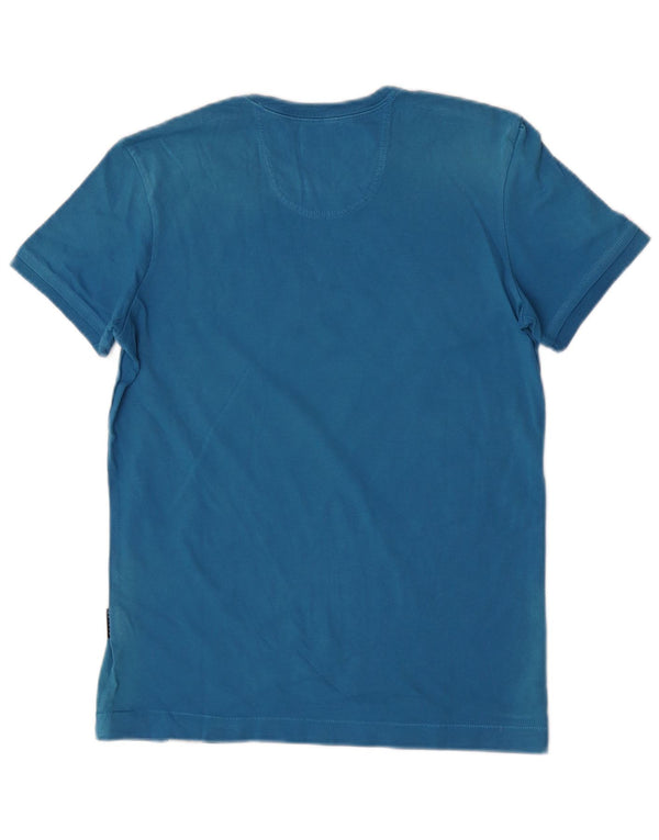 Sisley Mens Graphic T-Shirt Top Small Blue Cotton
