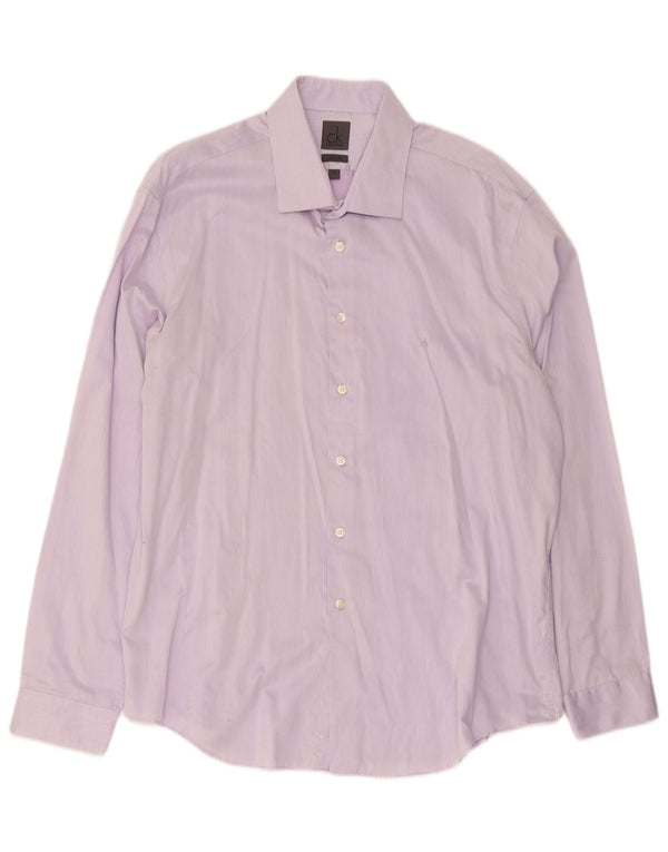 Ανδρικό πουκάμισο Calvin Klein Slim Fit Size 44 17 1/2 XL Purple Pinstripe Cotton