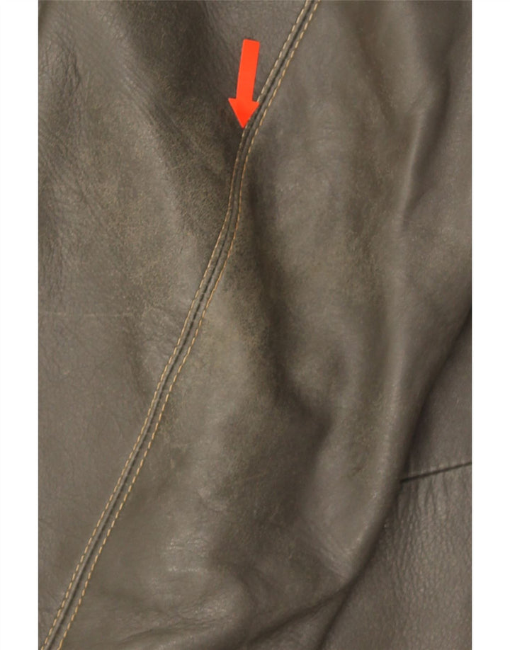 Vintage Ανδρικό Στρατιωτικό Δερμάτινο Μπουφάν UK 38 Medium Khaki Leather