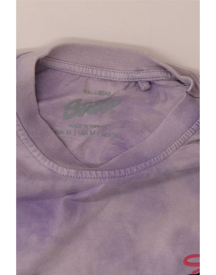 Pull & Bear Ανδρικό γραφικό T-Shirt Top Medium Purple Tie Dye