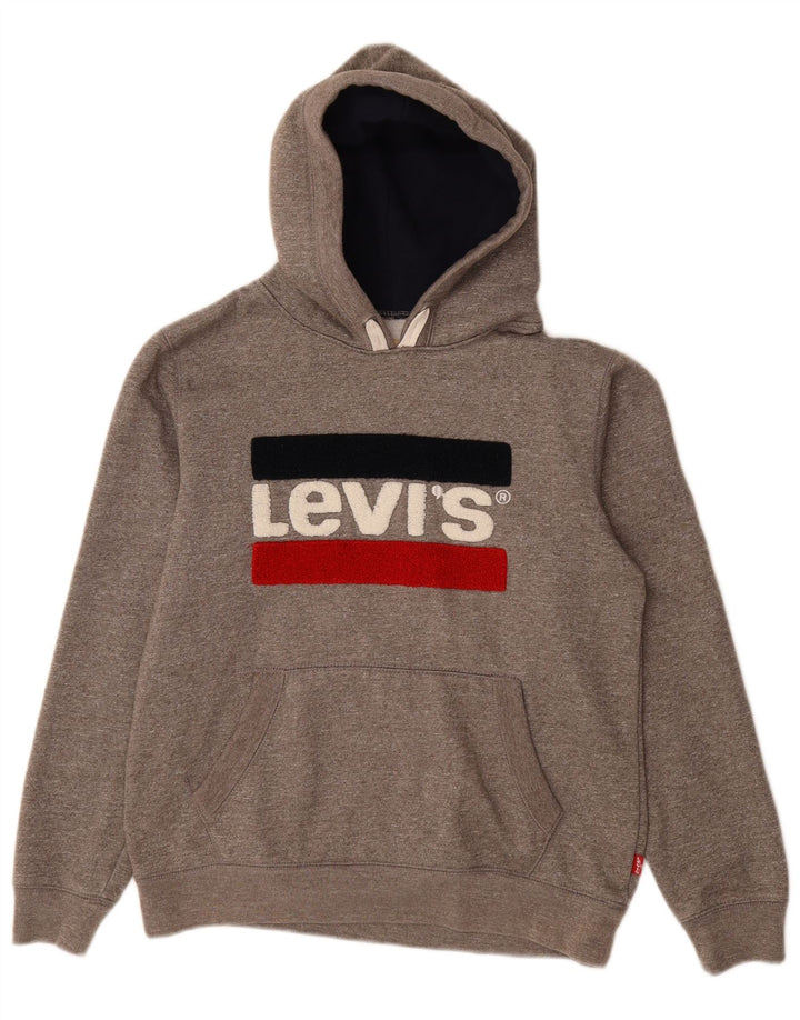 LEVI'S Γυναικείο γυναικείο φούτερ με κουκούλα UK 16 Large Grey Flecked Cotton