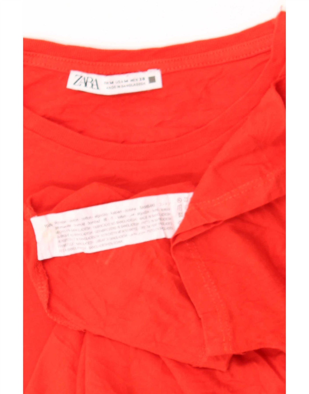 Zara Γυναικείο T-Shirt Top UK 14 Μεσαίο κόκκινο βαμβακερό