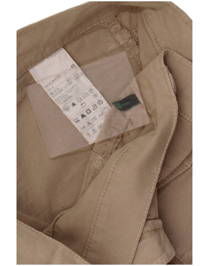 BENETTON Γυναικείο λεπτό παντελόνι Cargo IT 48 XL W36 L31 Μπεζ βαμβακερό