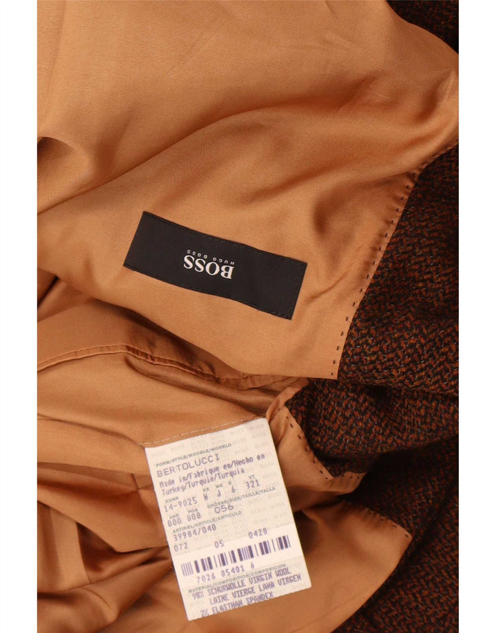 Hugo Boss Ανδρικό σακάκι μπλέιζερ με 2 κουμπιά EU 56 3XL Καφέ ψαροκόκαλο