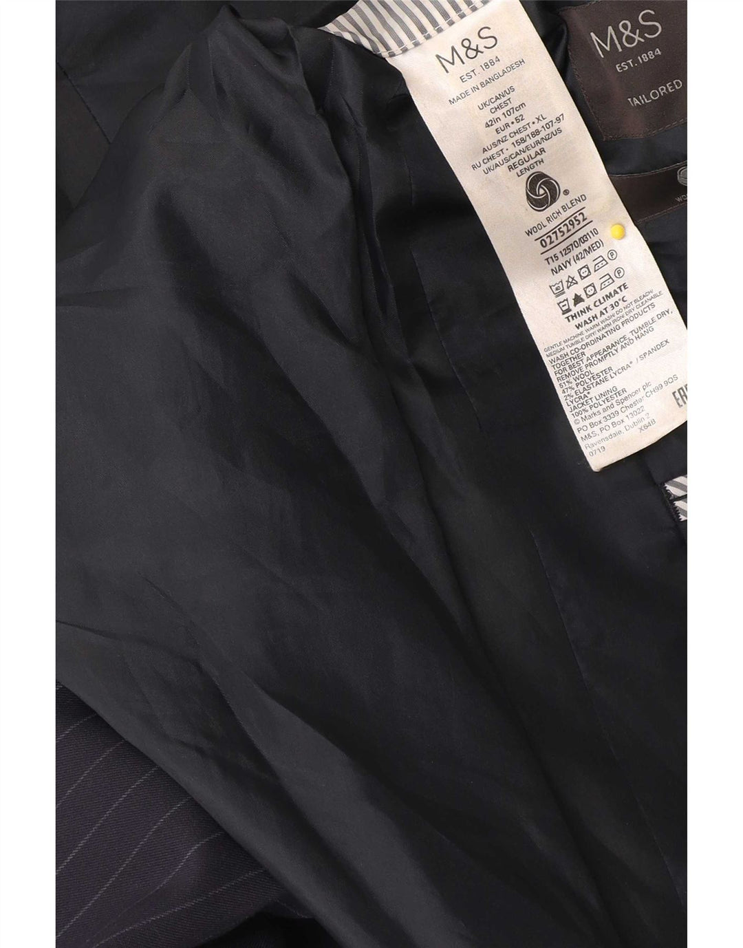 Marks & Spencer Ανδρικό Μπουφάν Blazer IT 42 Medium Navy Blue Pinstripe