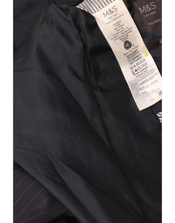 Marks & Spencer Ανδρικό Μπουφάν Blazer IT 42 Medium Navy Blue Pinstripe