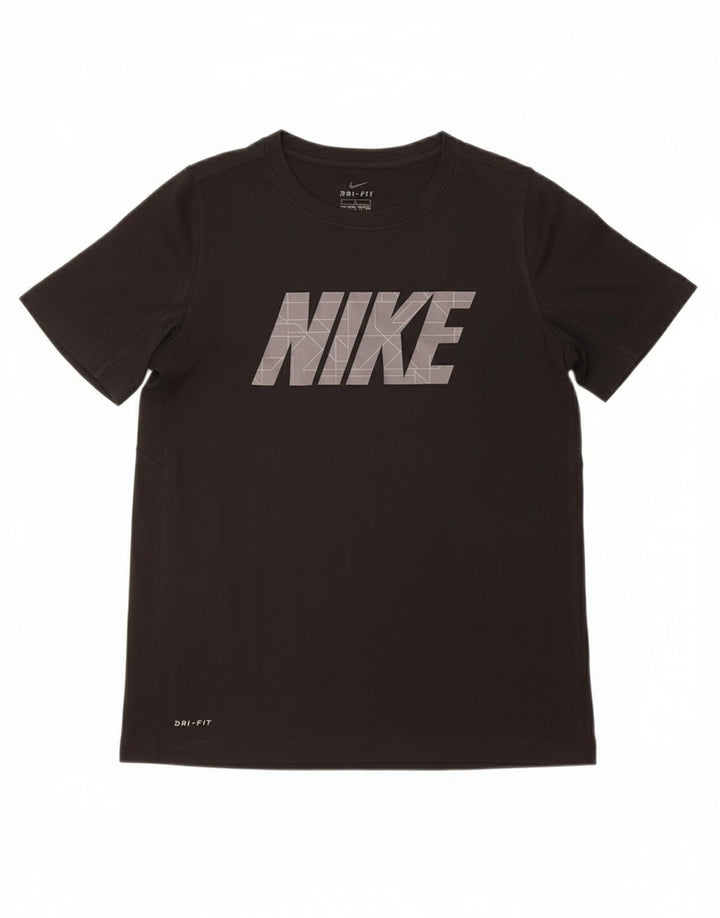 NIKE Boys Dri Fit Graphic T-Shirt Top 12-13 Years Large Black Polyester