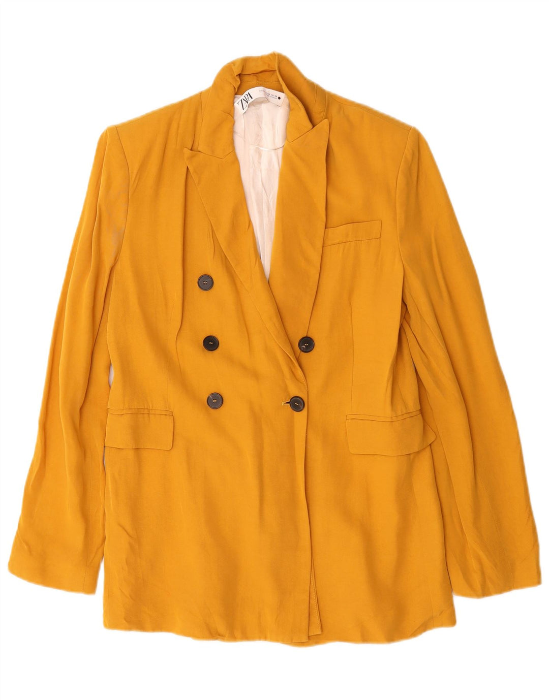 Zara Γυναικείο Μπουφάν Blazer με διπλό στήθος UK 14 μεσαία κίτρινη βισκόζη