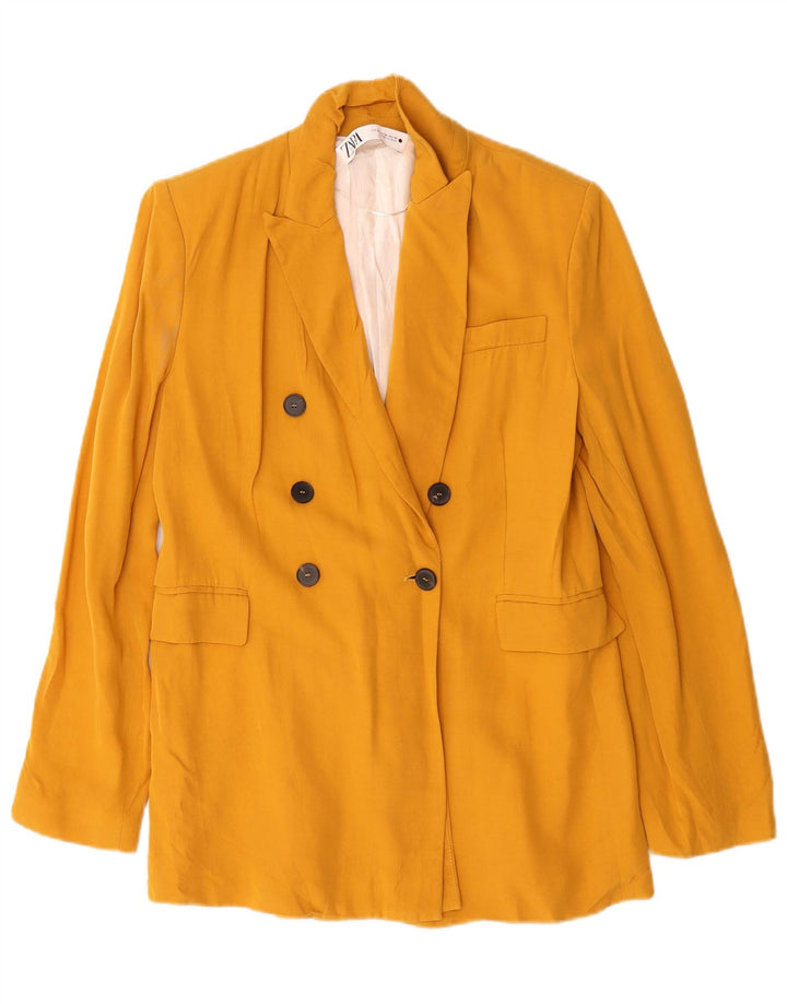 Zara Γυναικείο Μπουφάν Blazer με διπλό στήθος UK 14 μεσαία κίτρινη βισκόζη