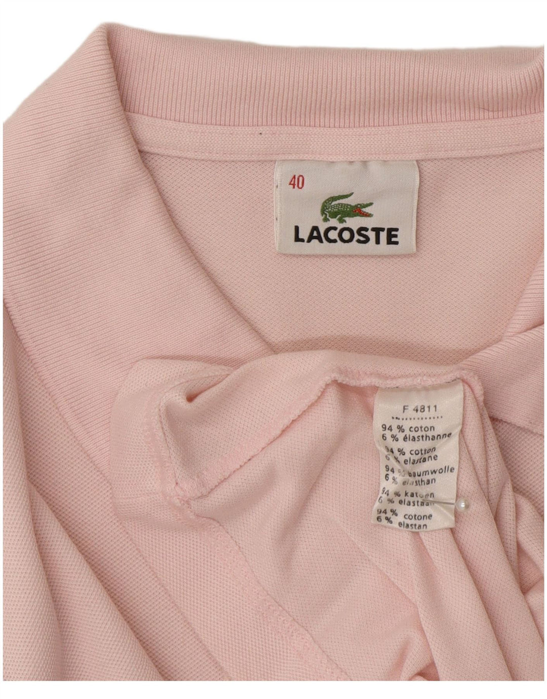 Γυναικείο μακρυμάνικο μπλουζάκι πόλο Lacoste Μέγεθος 40 Μεσαίο ροζ βαμβακερό