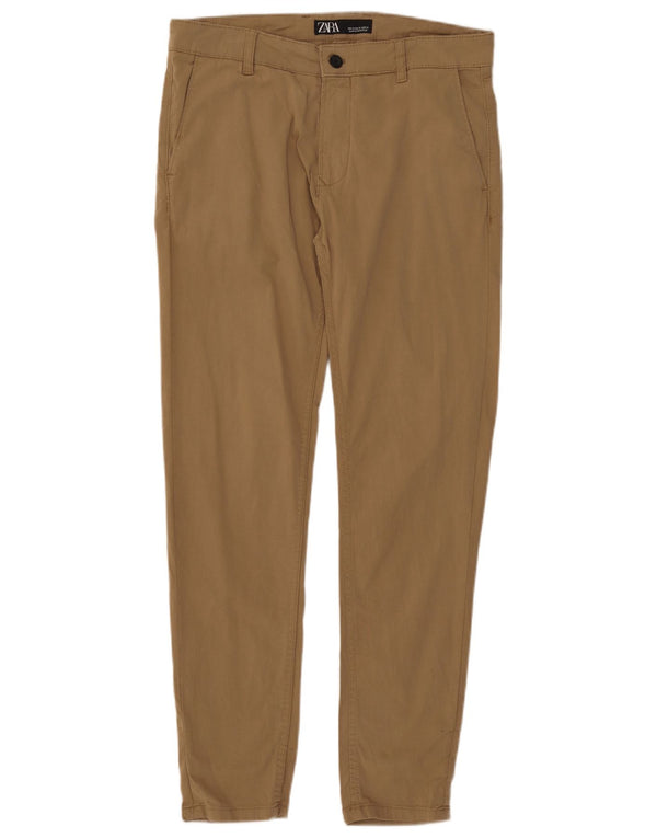 Zara Ανδρικό Slim παντελόνι Chino EU 42 Large W32 L30 Beige βαμβακερό