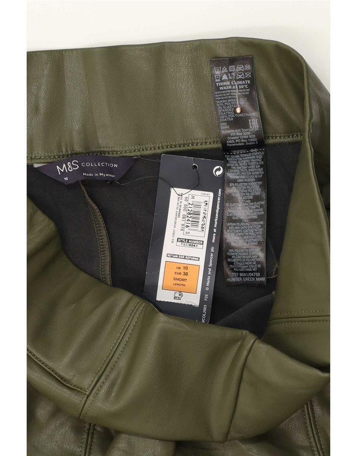 Marks & Spencer Γυναικεία κολάν από συνθετικό δέρμα UK 10 Small Green Polyester