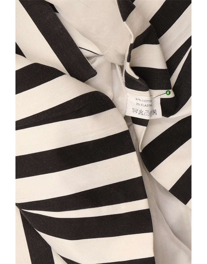 Vintage γυναικείο σακάκι blazer UK 12 μεσαίο μαύρο ριγέ βαμβακερό