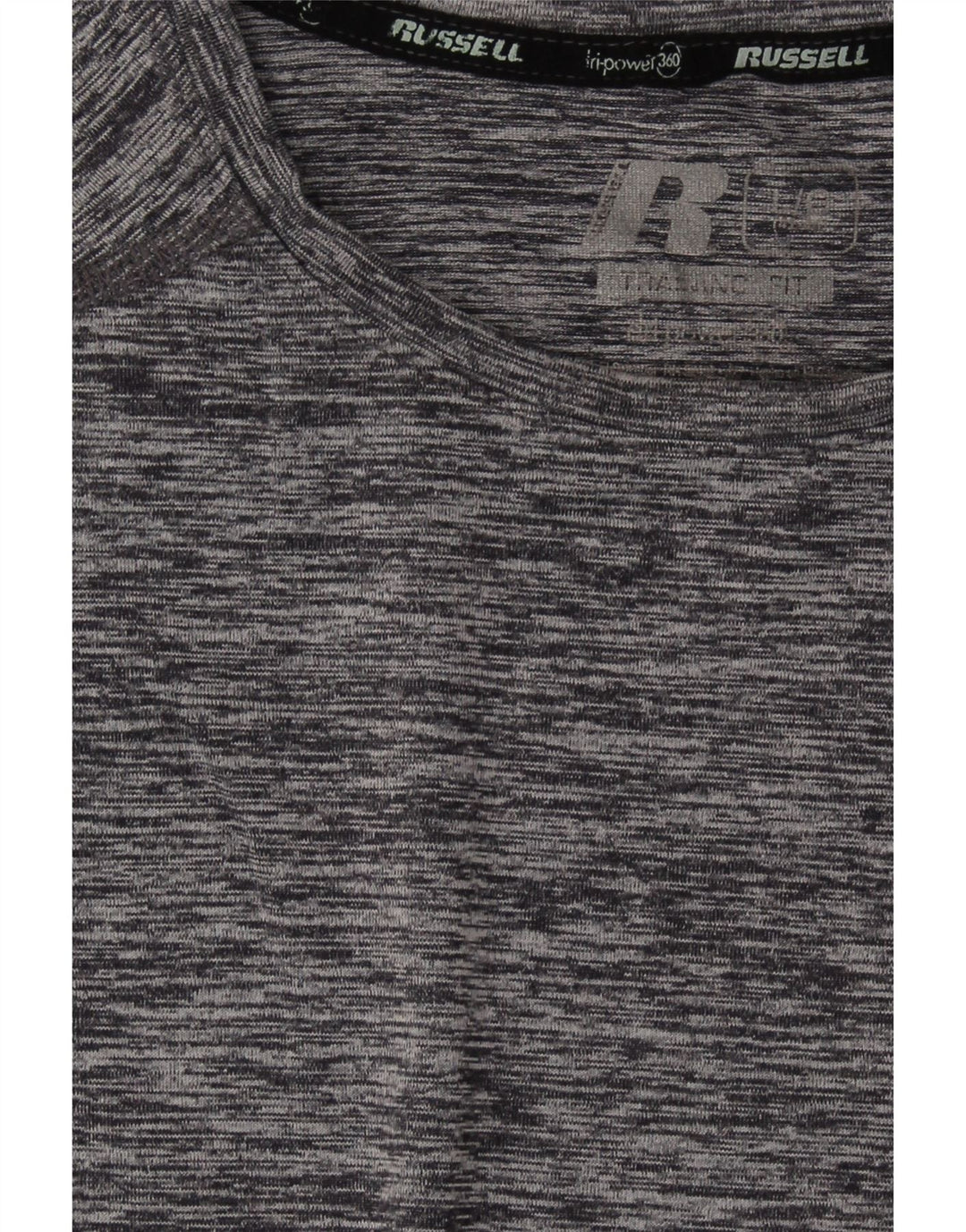 RUSSELL ATHLETIC Mens T-Shirt Top Large Grey Flecked Polyester Vintage Russell Athletic and Second-Hand Russell Athletic from Messina Hembry 