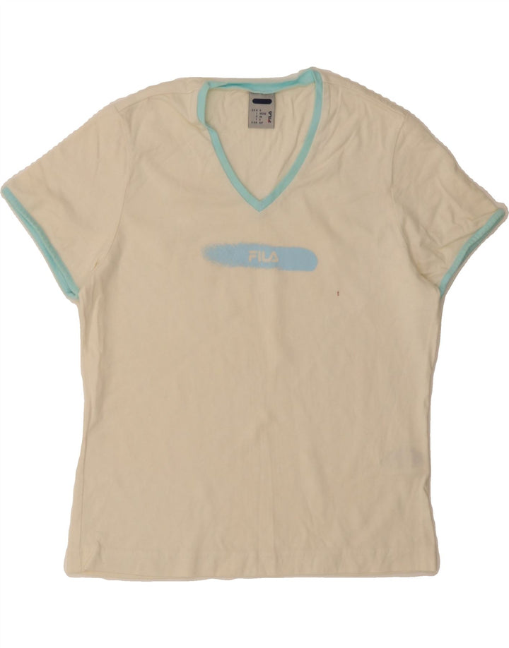 FILA Womens T-Shirt Top IT 40/42 Small Off White Cotton Vintage Fila and Second-Hand Fila from Messina Hembry 