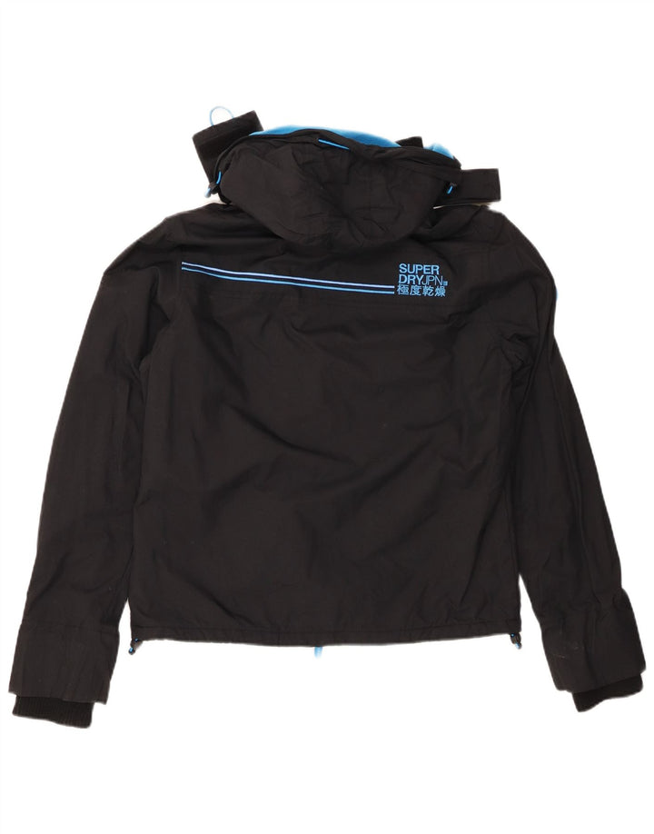 SUPERDRY Γυναικείο μπουφάν με κουκούλα αντιανεμικό UK 12 μεσαίο μαύρο νάιλον