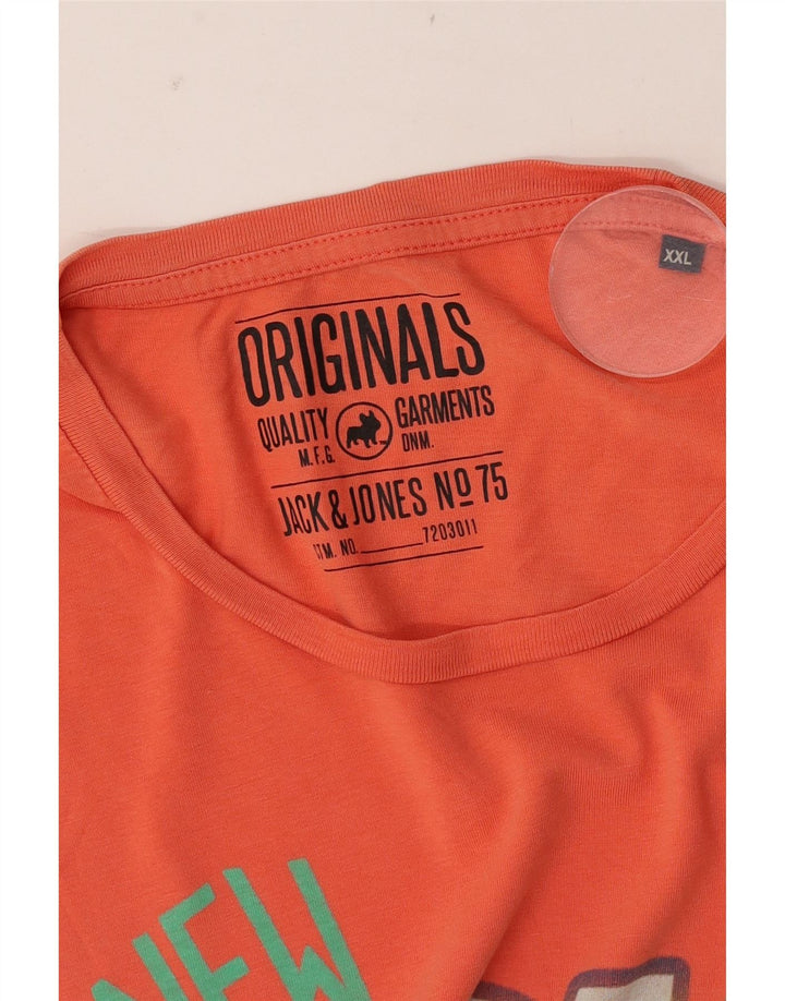 Ανδρικό γραφικό μπλουζάκι Jack & Jones Top 2XL Πορτοκαλί