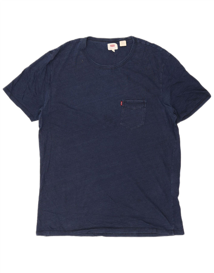 Ανδρικό T-Shirt LEVI'S Top Large Navy Blue Flecked Cotton