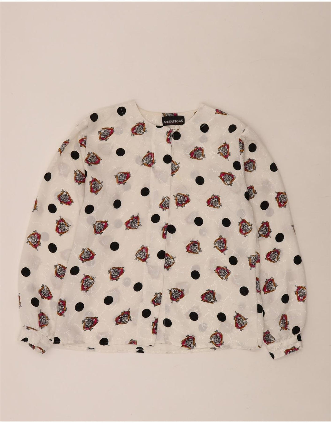 ΣΗΜΕΙΩΣΕΙΣ Γυναικείο πουκάμισο με αφηρημένο σχέδιο μπλούζα UK 16 μεγάλο λευκό πολυεστέρα