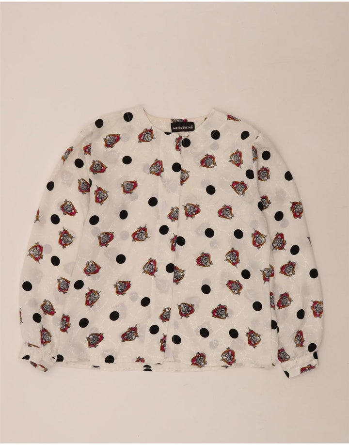 ΣΗΜΕΙΩΣΕΙΣ Γυναικείο πουκάμισο με αφηρημένο σχέδιο μπλούζα UK 16 μεγάλο λευκό πολυεστέρα