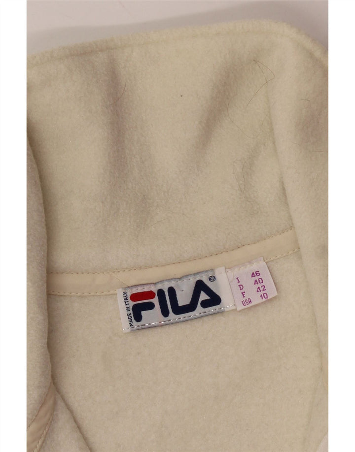 Γυναικείο γραφικό φερμουάρ FILA Fleece Jumper IT 46 Μεγάλο υπόλευκο γεωμετρικό