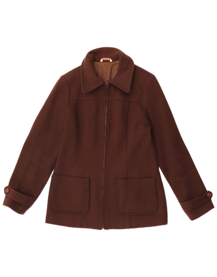 Stefanel Γυναικείο Bomber Jacket UK 16 Large Brown Wool