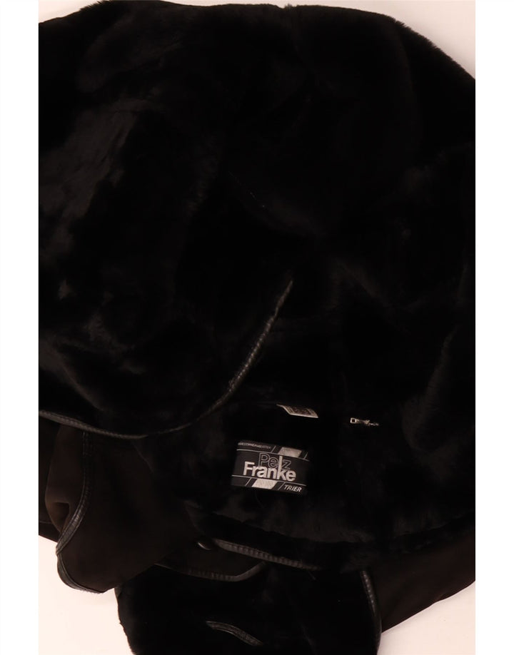 VINTAGE Γυναικείο Παλτό Shearling UK 14 Μεγάλο Δερμάτινο Καφέ