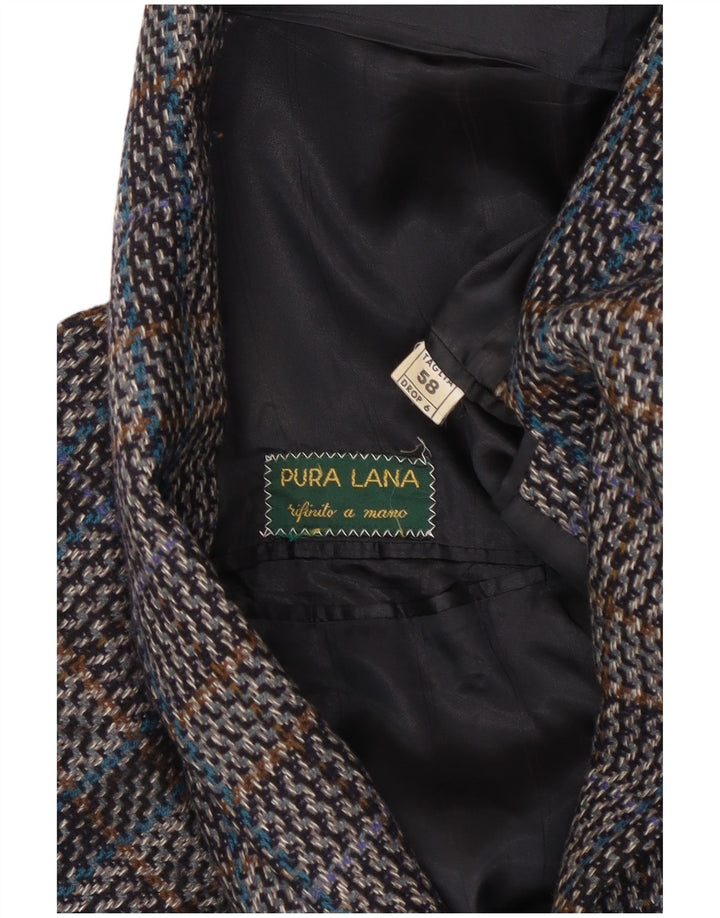 Vintage Ανδρικό σακάκι 2 κουμπιών σακάκι IT 58 4XL Grey Check Wool