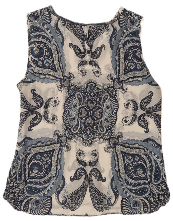 Massimo Dutti γυναικεία αμάνικη μπλούζα τοπ UK 14 Medium Navy Blue Paisley
