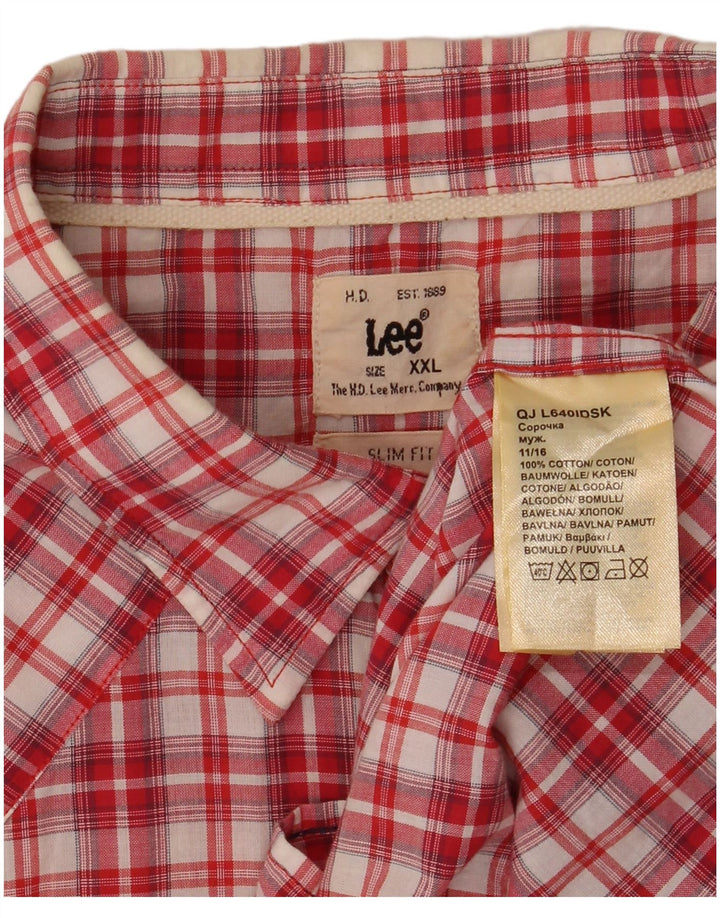 Ανδρικό κοντομάνικο Slim Fit πουκάμισο LEE 2XL Red Check Cotton