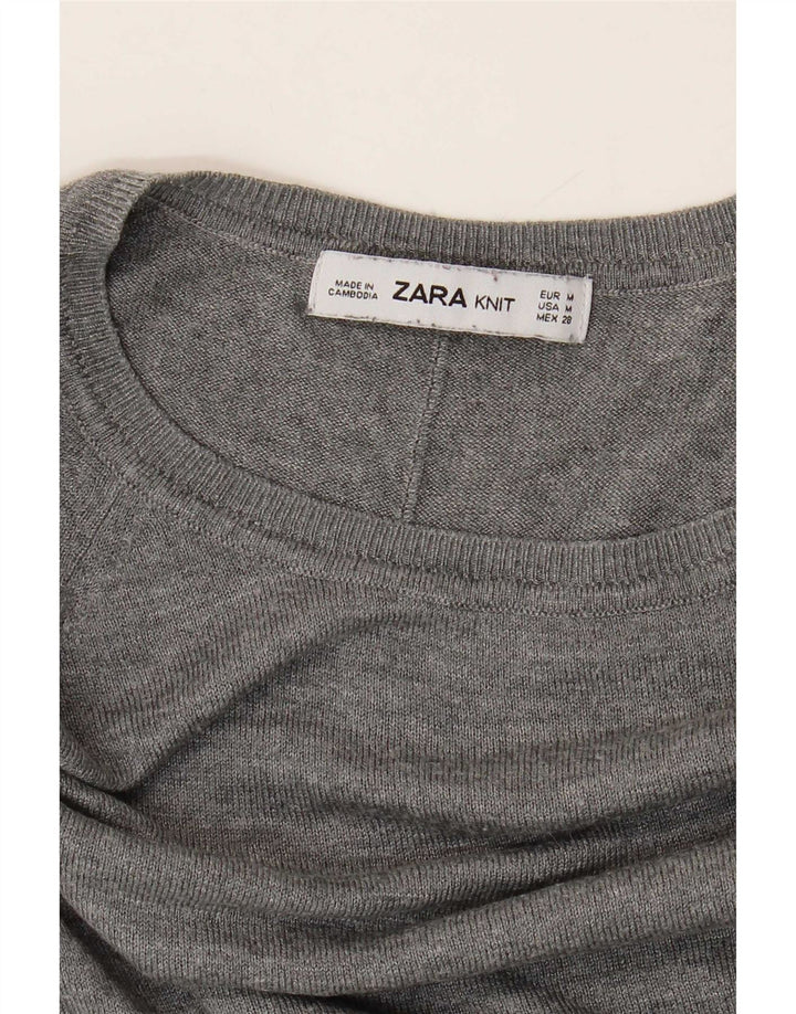 Zara Γυναικείο πουλόβερ με λαιμόκαυστο UK 14 Medium Grey