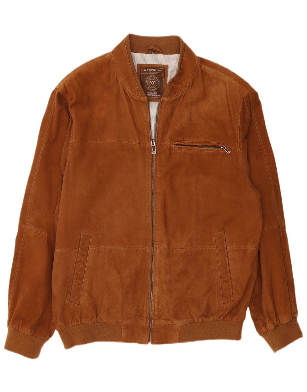 WESTBURY Ανδρικό Suede Bomber Jacket EU 54 2XL Καφέ Δερμάτινο