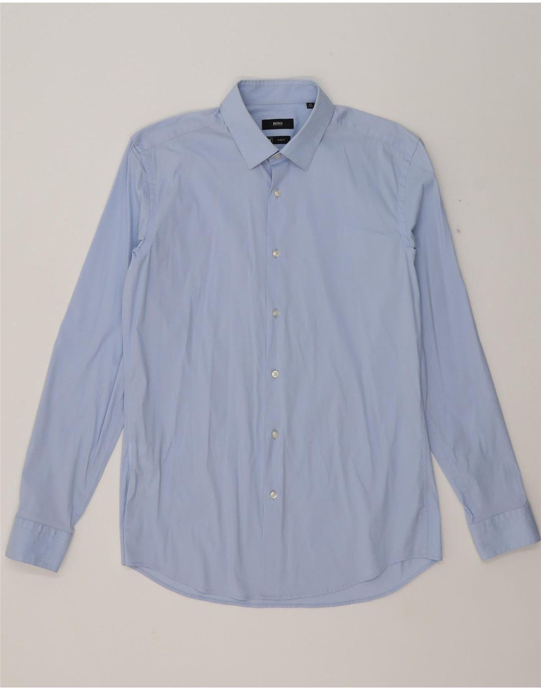 HUGO BOSS Mens Slim Fit Shirt Size 40 Medium Blue Cotton Vintage Hugo Boss and Second-Hand Hugo Boss from Messina Hembry 
