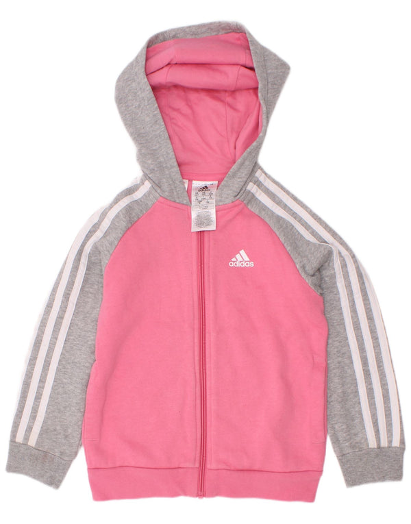 Adidas πουλόβερ με φερμουάρ με κουκούλα 5-6 ετών, ροζ χρώματος βαμβακερό