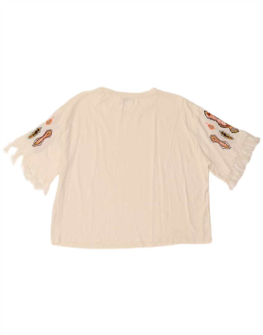 Zara Γυναικείο T-Shirt Top UK 16 μεγάλο λευκό βαμβακερό