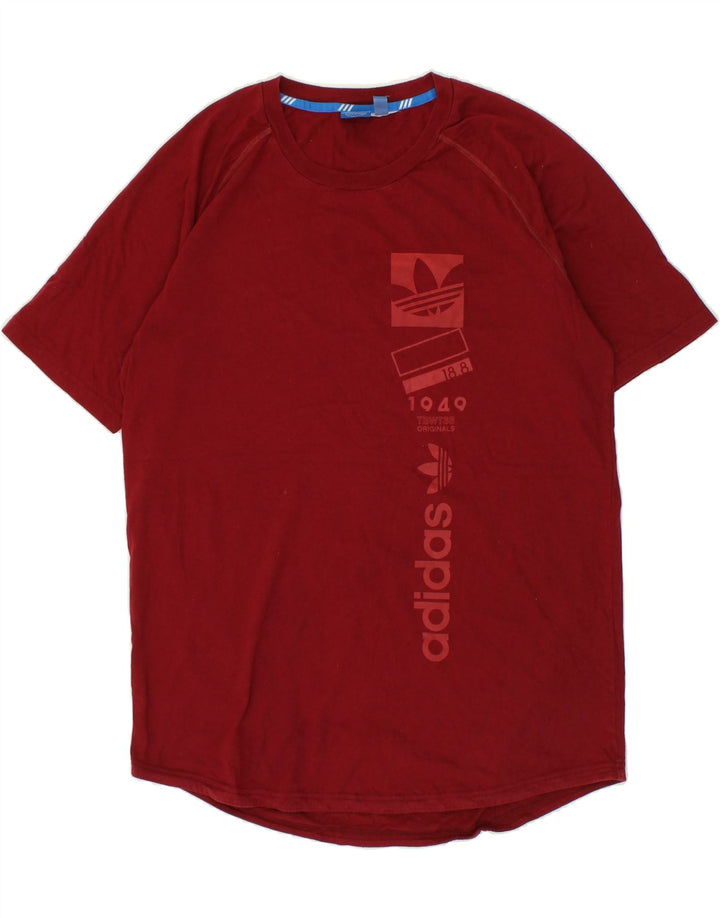 ADIDAS Mens Graphic T-Shirt Top Medium Red Vintage Adidas and Second-Hand Adidas from Messina Hembry 