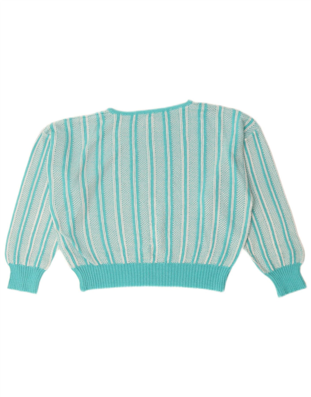 VINTAGE Γυναικείο πουλόβερ με λαιμόκαυστο UK 12 Medium τιρκουάζ Paisley