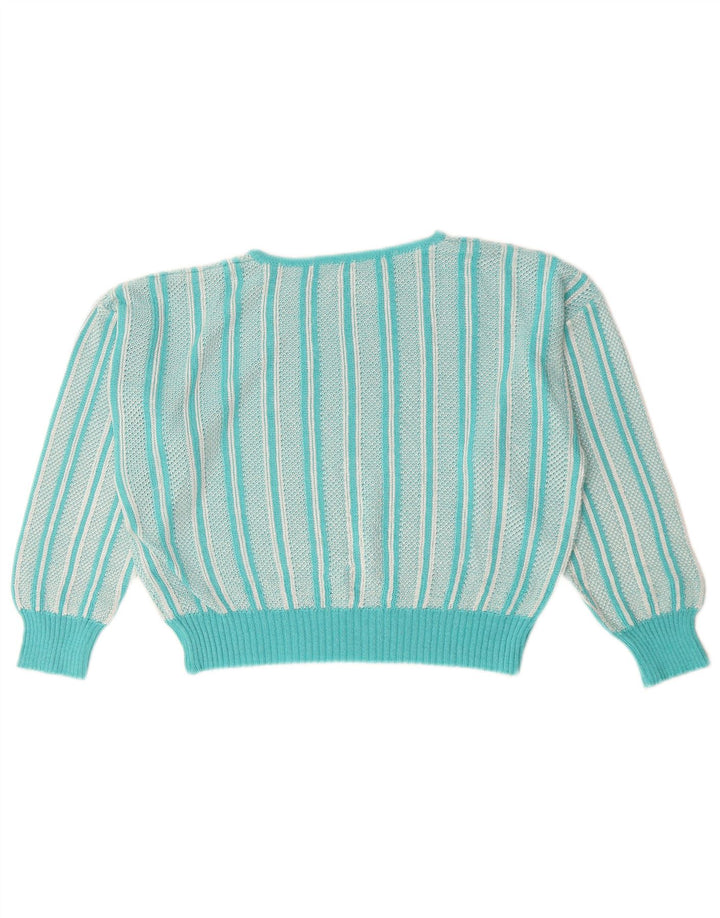 VINTAGE Γυναικείο πουλόβερ με λαιμόκαυστο UK 12 Medium τιρκουάζ Paisley