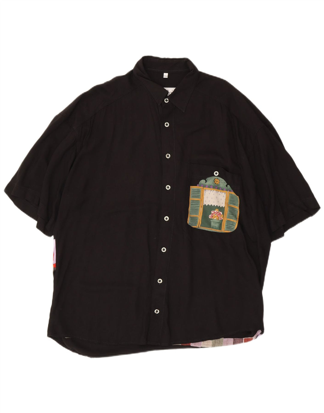 Ανδρικό κοντομάνικο πουκάμισο Cadini γραφικό Suze 41/42 Μεγάλη μαύρη βισκόζη