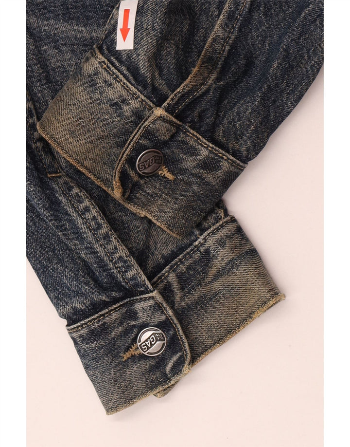 Gas Γυναικείο Τζιν Μπουφάν UK 14 Medium Navy Blue Cotton