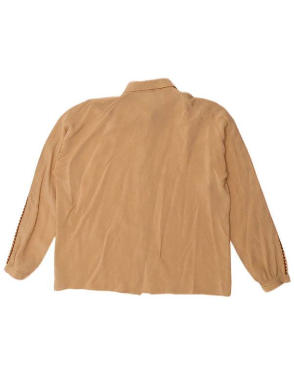 Vintage γυναικείο πουκάμισο μπλούζα UK 16 Large Beige Geometric
