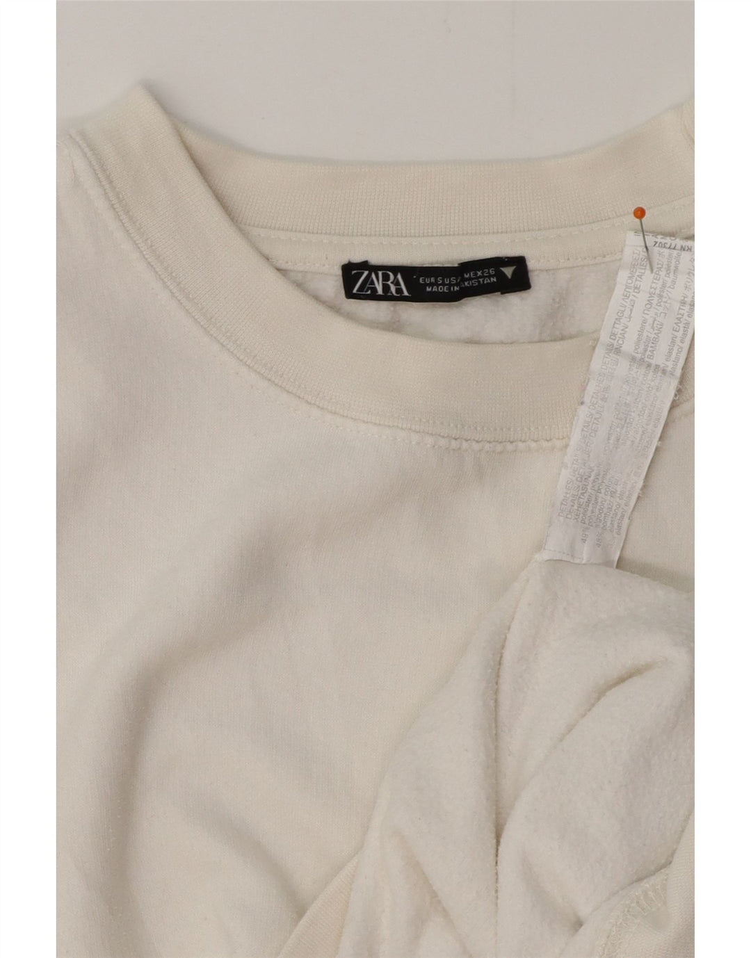 Γυναικεία φούτερ ZARA Crop Jumper UK 10 Small White Cotton