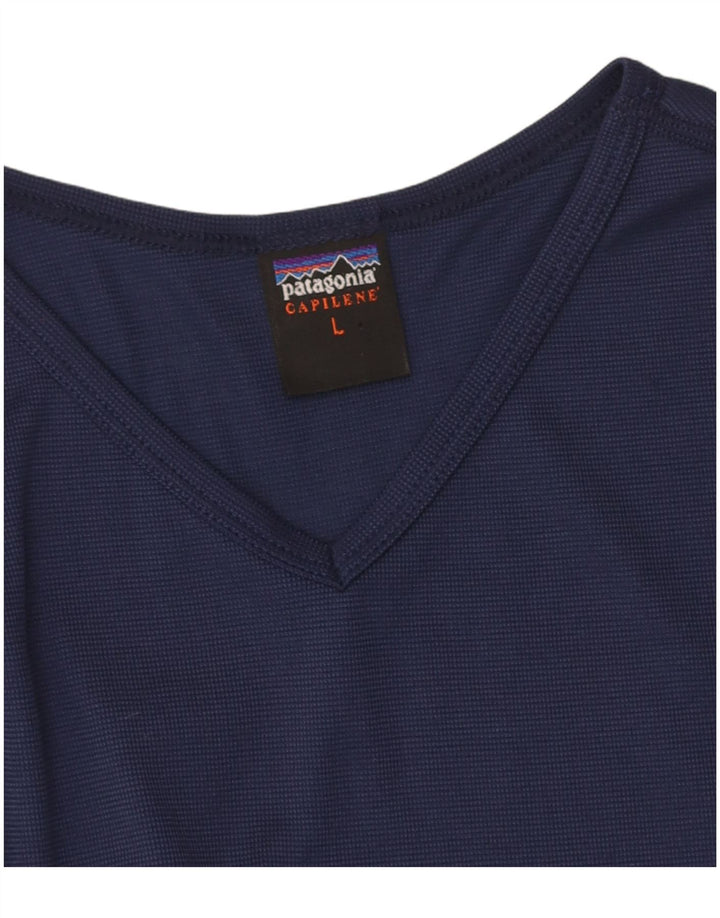 PATAGONIA Womens T-Shirt Top UK 14 Large Navy Blue Polyester