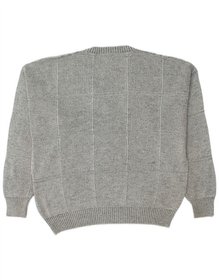 Vintage Ανδρικό πουλόβερ με V λαιμόκοψη IT 50 Medium Grey Geometric