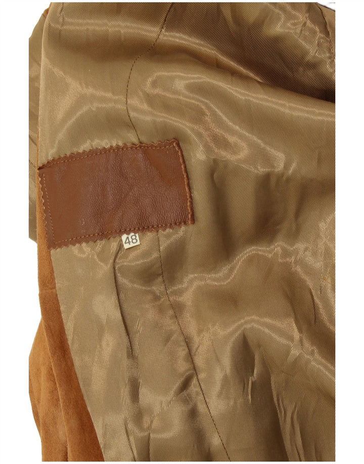 VINTAGE Womens Suede Jacket IT 48 XL Brown